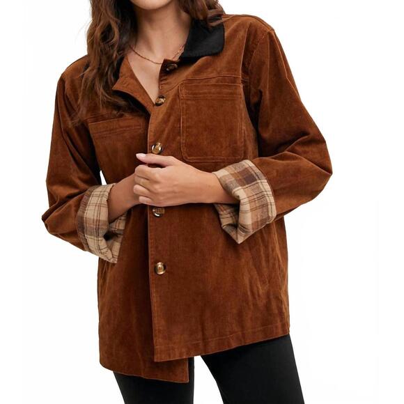 NEW BLUIVY connie corduroy barn coat in brown - Picture 1 of 7